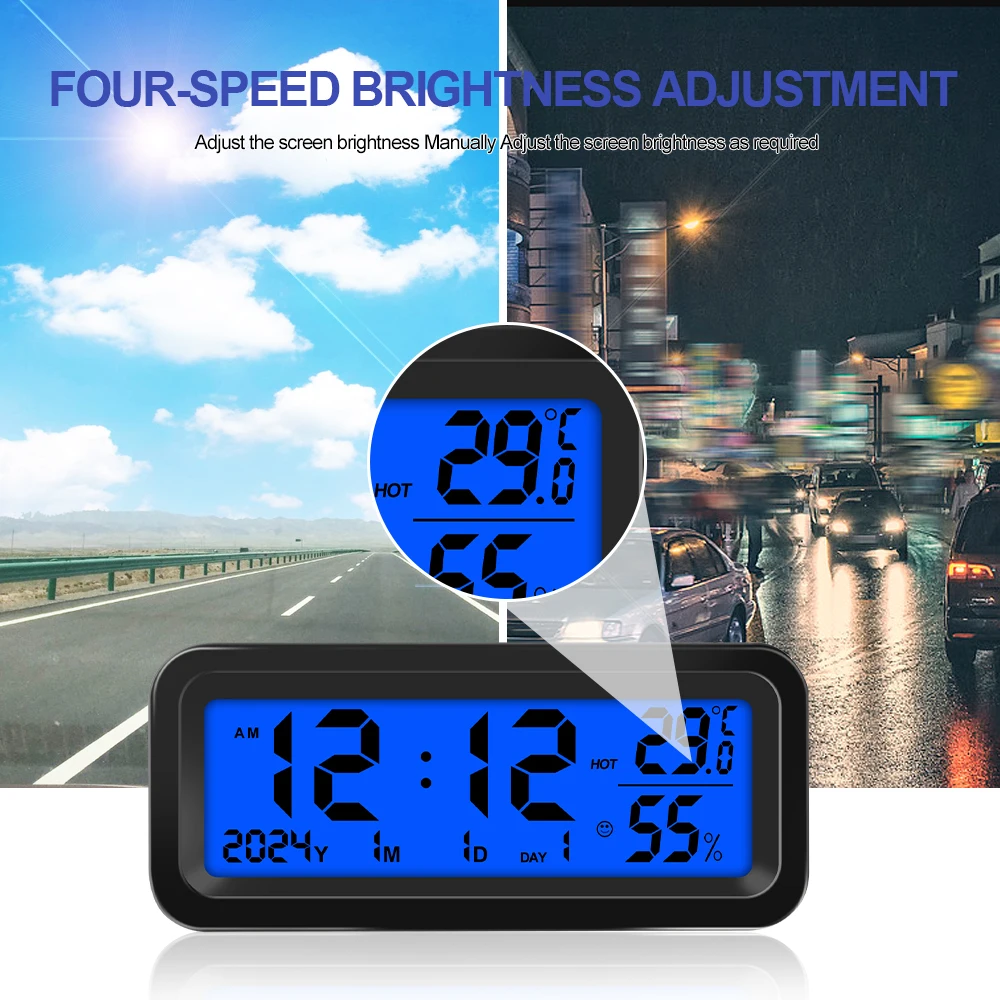 Solar/USB Auto Uhren Dashboard Thermometer Automotive Elektronische – Bild 2