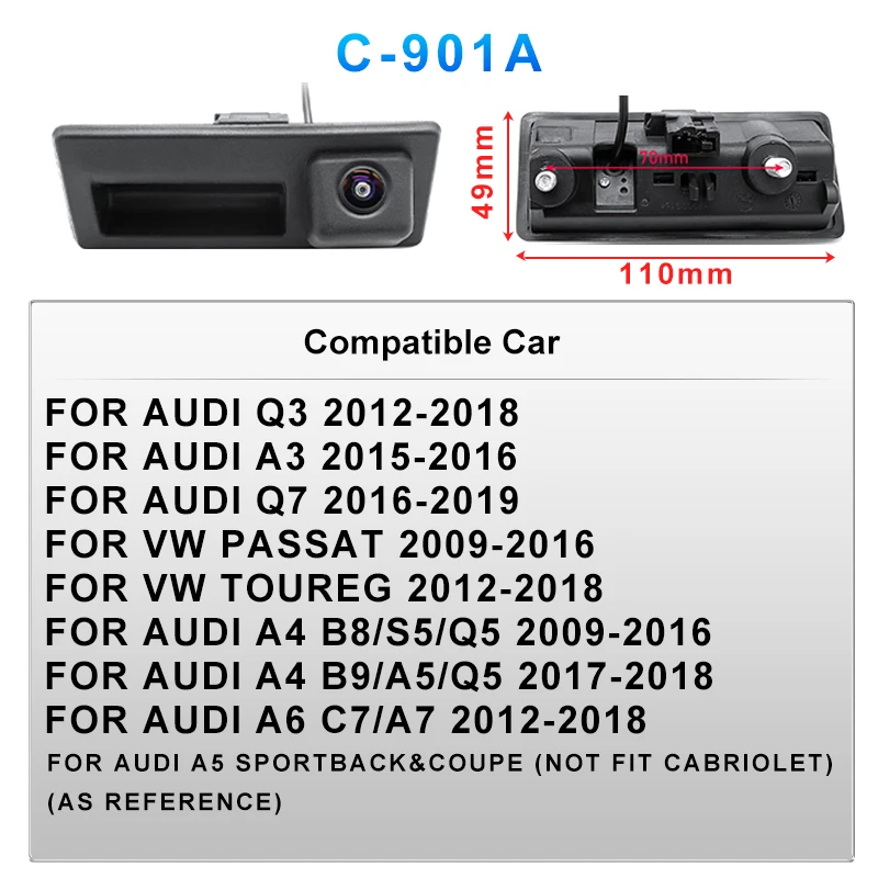 AHD 1920*1080P Auto Hinten Kamera Für Volkswagen Passat CC B6 B7 Polo Skoda Octavia Tiguan Audi A4 B8 Q3 Q5 A5