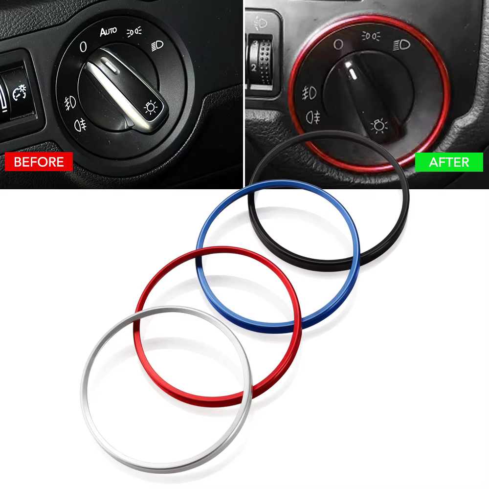 Auto Scheinwerfer Schalter Dekorative Trim Rahmen Ring Für Volkswagen VW Golf Jett MK5 MK6 Passat B6 B7 Touran