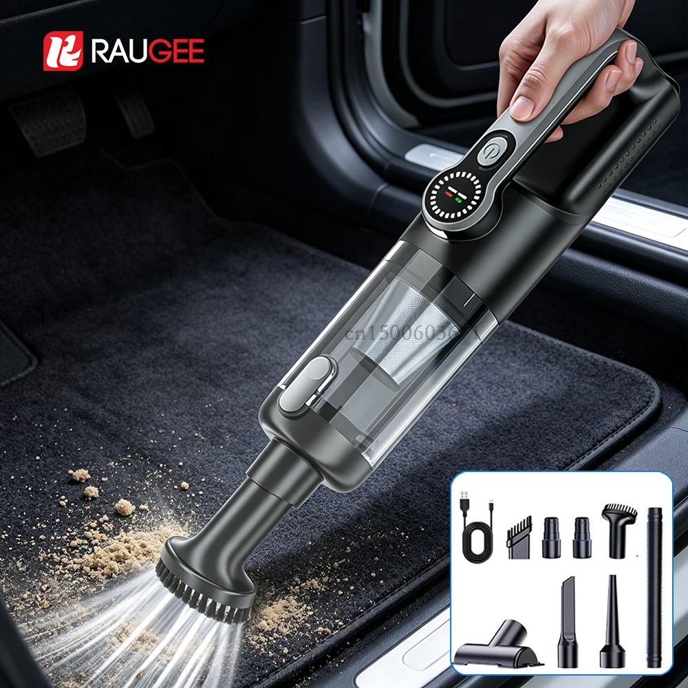 Tragbarer Kabelloser Staubsauger für Auto und Zuhause Mini Handstaubsauger mit 6 Bürsten