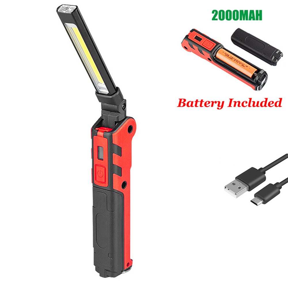 Tragbare LED-Arbeitsleuchte, USB wiederaufladbar, faltbar, Taschenlampe, Magnethaken, Handlampe 270 ° Rotate