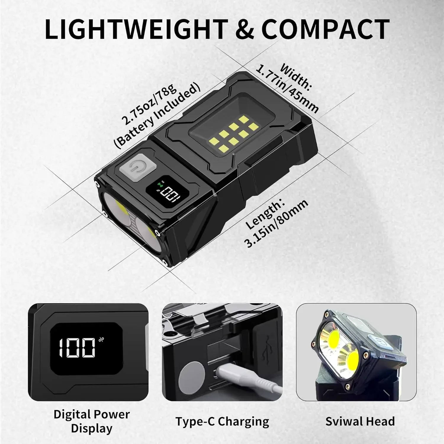 MINI USB wiederaufladbare LED-Taschenlampe, tragbare Arbeitsleuchte – Bild 5