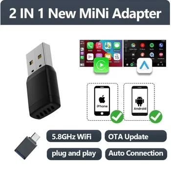 Mini Wireless CarPlay Adapter Android Auto Wireless Dongle Wifi 5,8G Auto Connect Box Für iphone Android