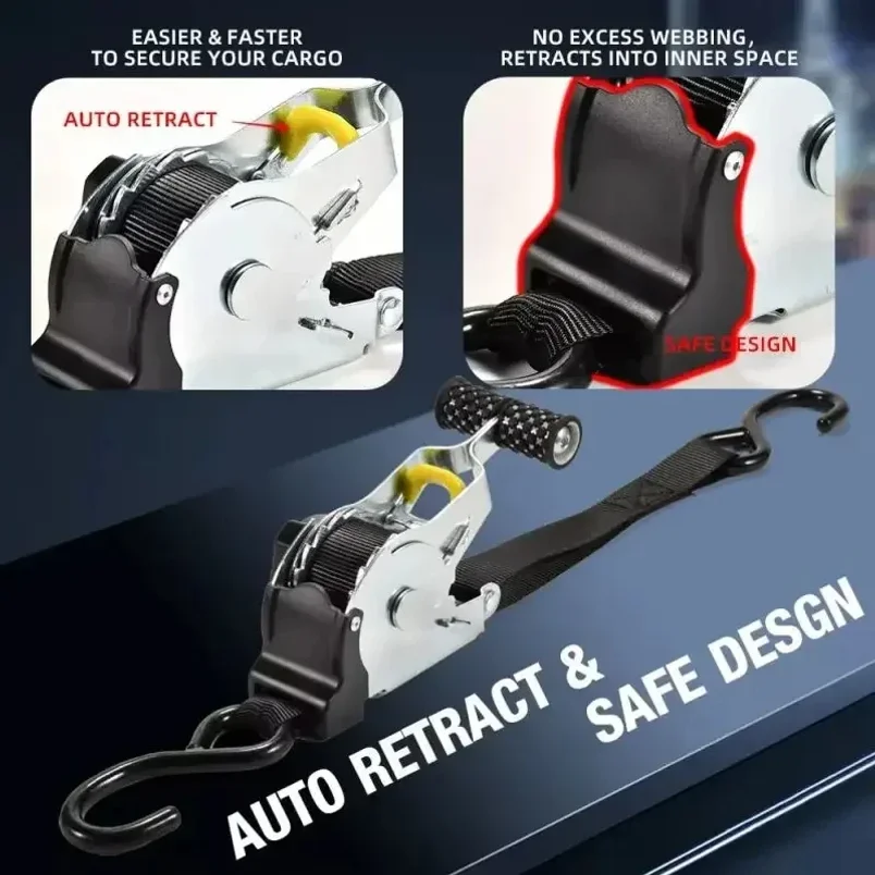 Einziehbare Auto-Spanngurte mit Ratschen-Spanner - Gepäck – Bild 2