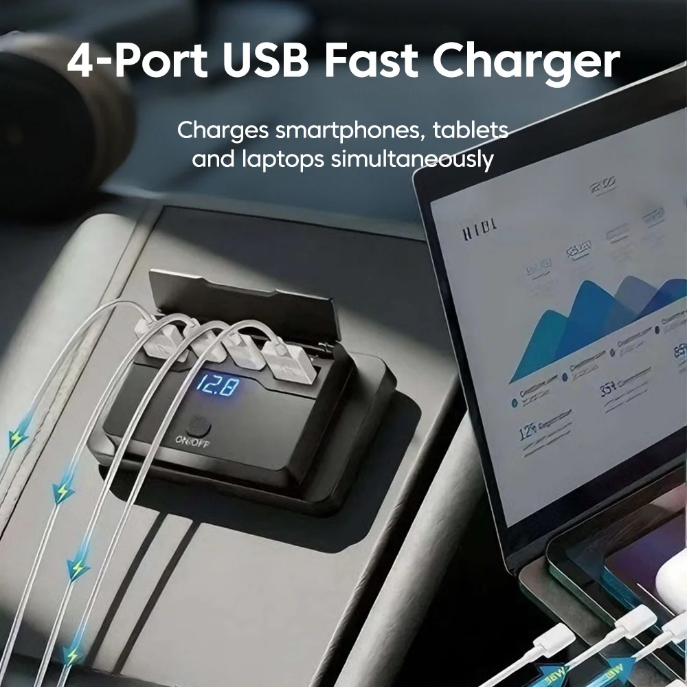 4-Port USB-Autoladegerät mit schnellem Laden PD30W/15W Typ C QC 3.0 – Bild 2