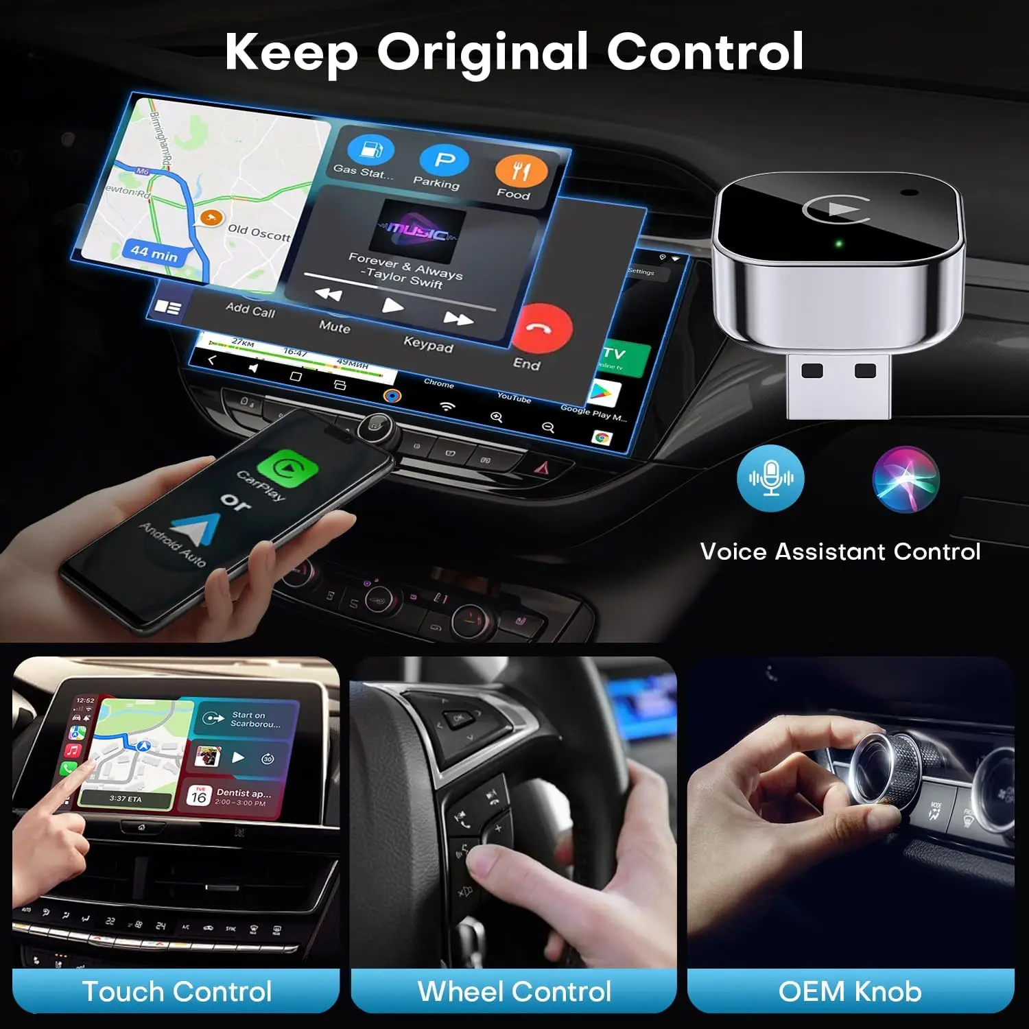 Kabelloser CarPlay- und Android-Auto-Adapter 2026-Upgrade: verkabelt – Bild 3