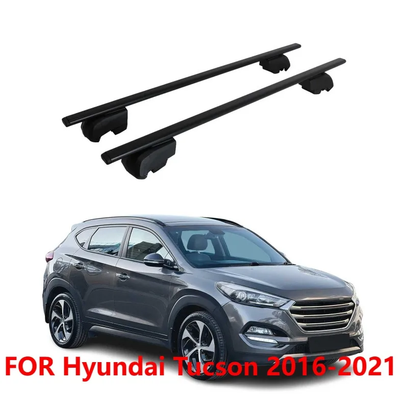 Dachträger, Gepäckträger mit Querstangen für Hyundai Tucson 2016-2021, schwarzes Metall, 2er-Pack