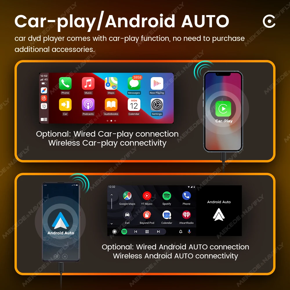 1Din Wireless CarPlay Android AUTO HD-Touchscreen Universal 6,86'' – Bild 4