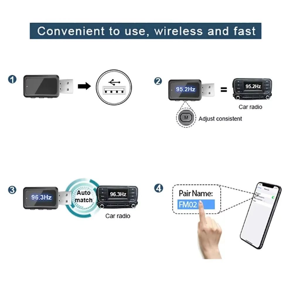 Auto Bluetooth 6,0 FM Sender Empfänger Freisprechen Anruf Mini USB – Bild 4