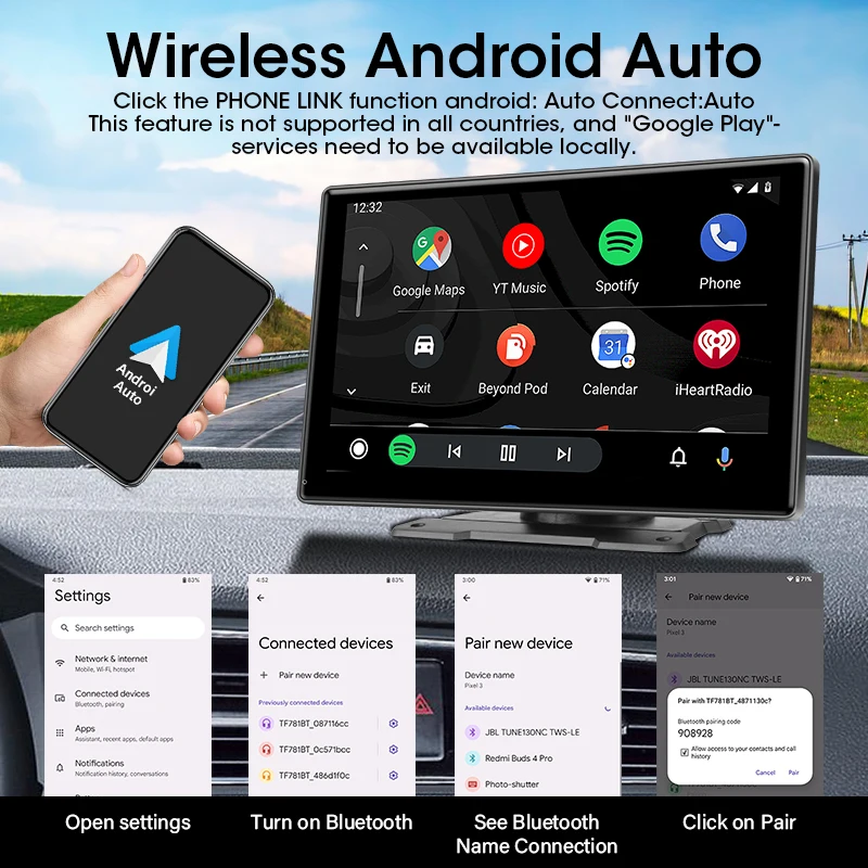 7/10 Zoll Carplay Car Smart Screen Multimedia-Videoplayer Drahtloses – Bild 3