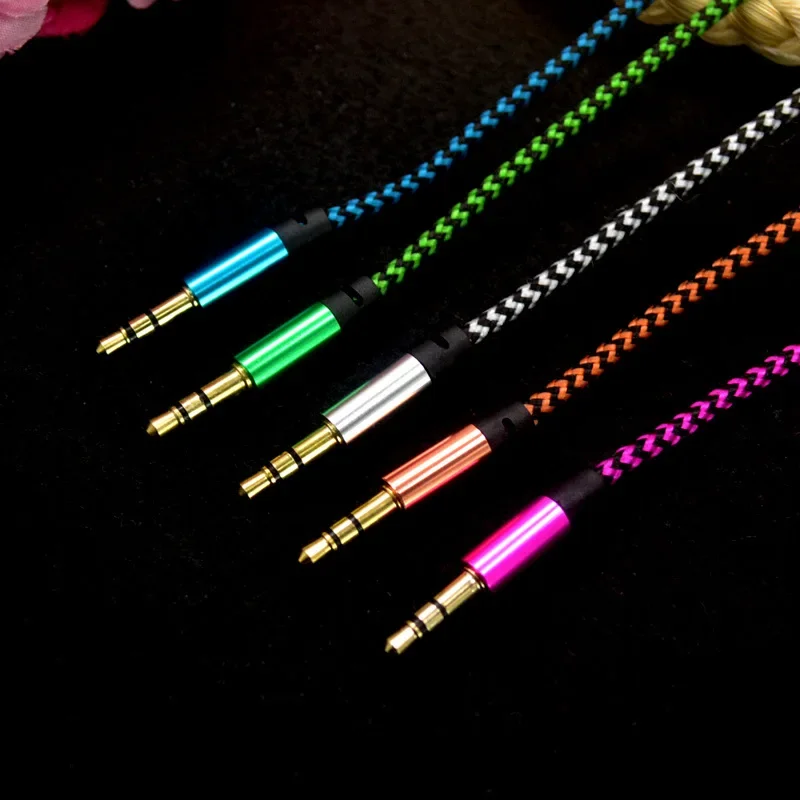 1 m Nylon-Klinken-Aux-Kabel 3,5 mm auf 3,5 mm Audiokabel Stecker – Bild 2