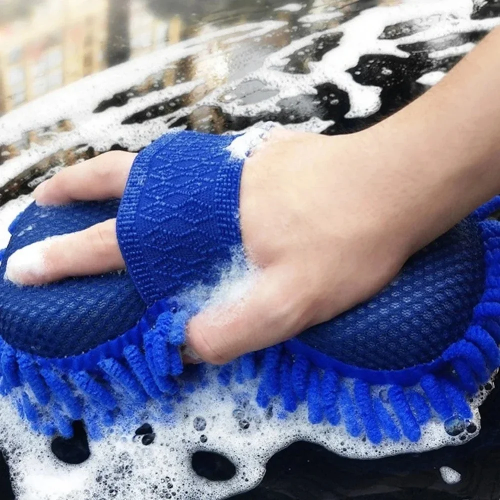 Blau Mikrofaser Chenille Auto Waschen Schwamm Pflege Waschen Pinsel – Bild 5