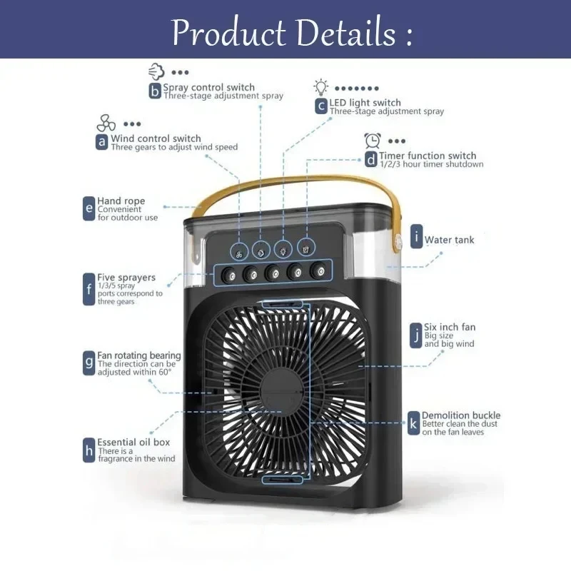 3-in-1 neuer Ventilator, Klimaanlage, kleiner Luftkühler für den – Bild 5