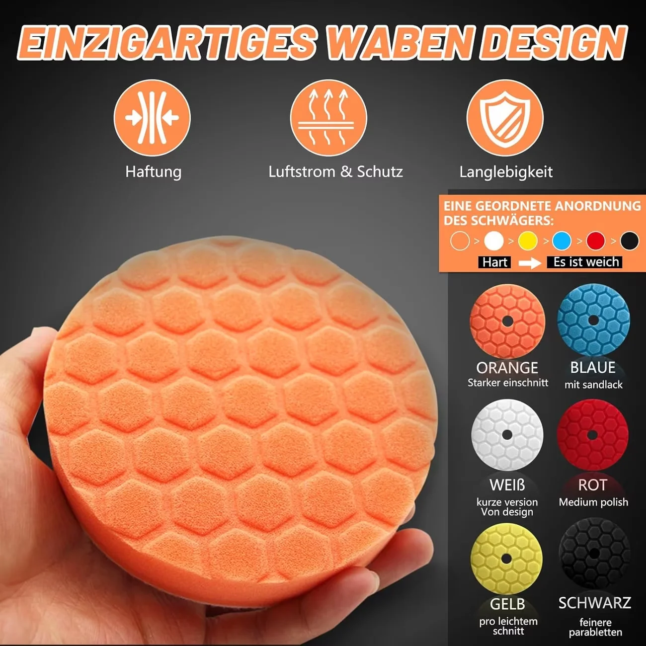 4/5/6 Zoll 8-teiliges Auto-Polierpad-Set, selbstklebende Polier – Bild 4