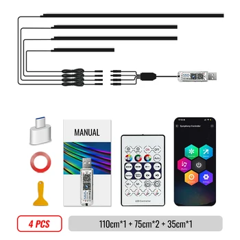 Ambiente-Beleuchtung Auto-LED-Leuchten Innenraum mit Fernbedienung APP USB Acryl Neon Flexibler Streifen