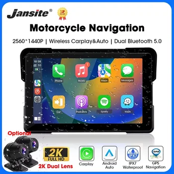 Jansite 5/7 Zoll Carplay Motorrad-DVR-Navigation GPS Wireless CarPlay Android Auto IPX7 Display-Bildschirm