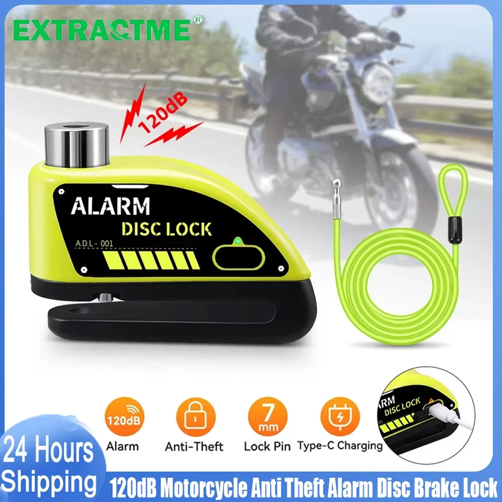 Extractme Motorrad Alarm Scheibenbremse Schloss Sicherheit Moto Rad Disk Vorhängeschloss Wasserdicht 110dB