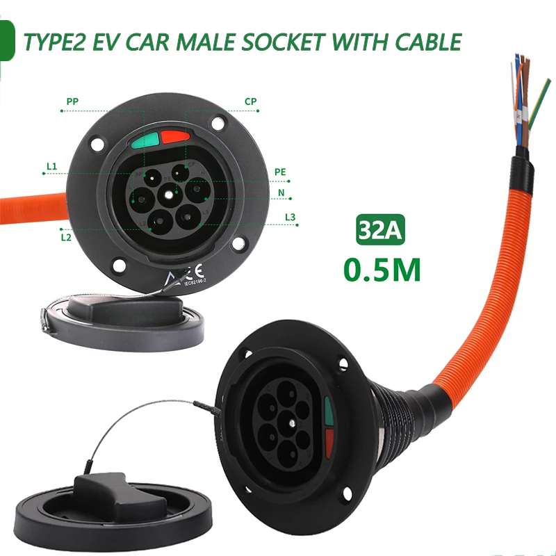 Typ 2 Männlichen Buchse mit Kabel für Elektrische Fahrzeug Auto seite – Bild 4