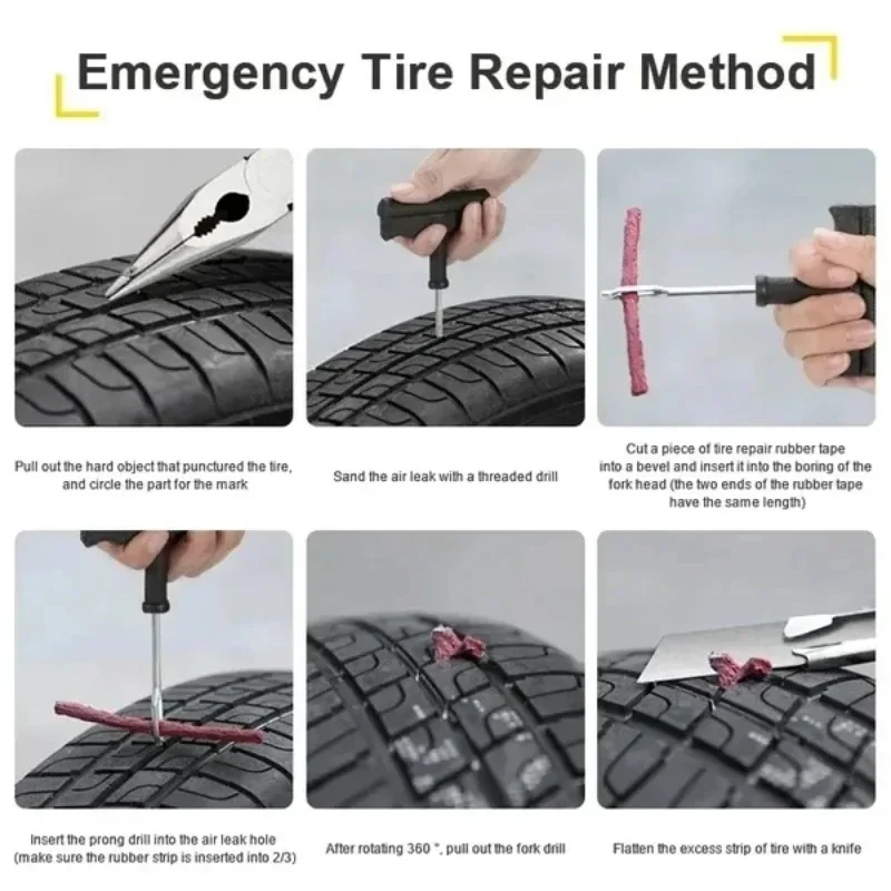 Auto-Reifenreparatur-Set mit Gummistreifen für Schlauchlose Reifen – Bild 6