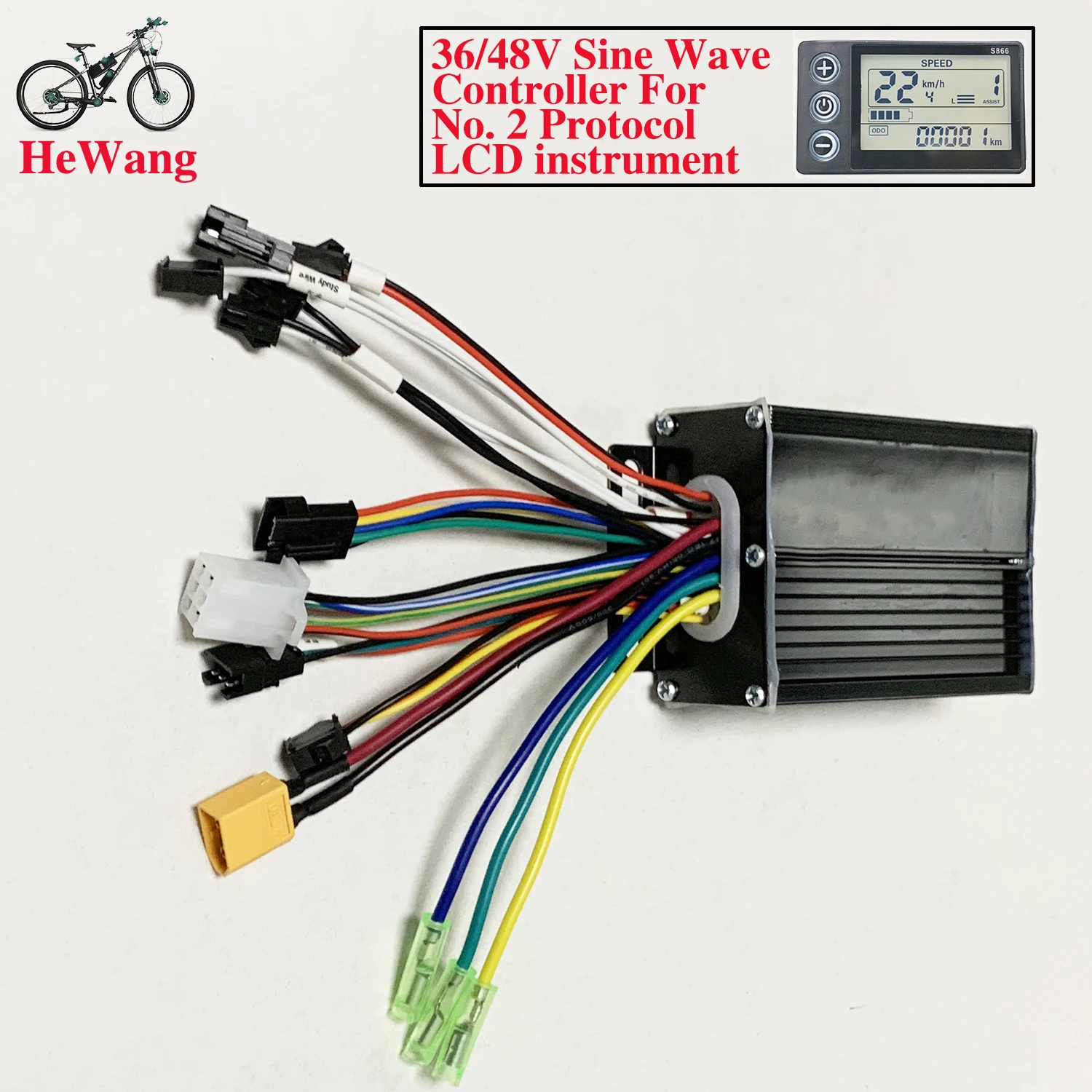 24V/36V/48V Sinuswelle Bürstenloser Motorcontroller 350W 500W 20A Für S866 V889 Nr. 2-Protokoll-LCD-Instrument