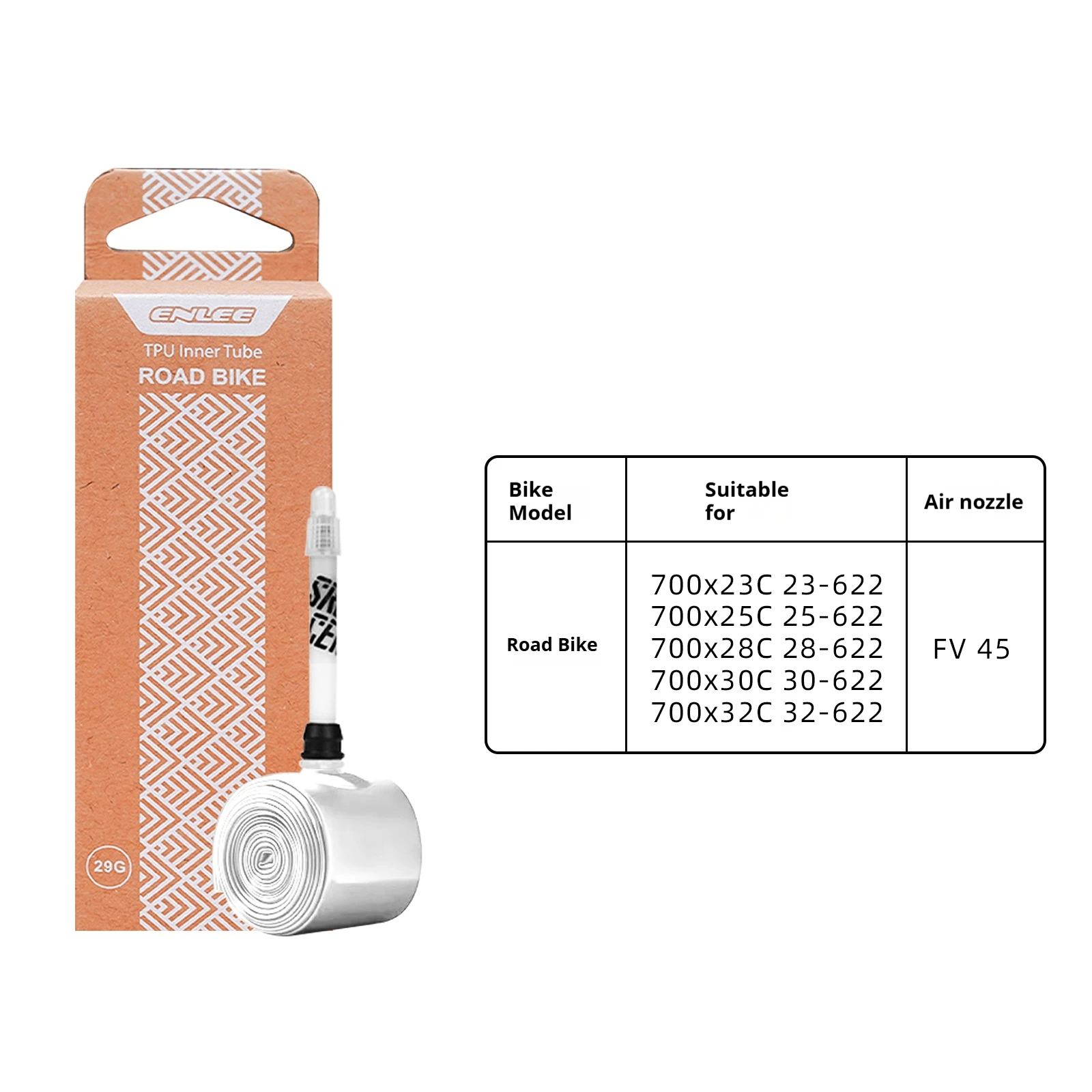 ENLEE Fahrradreifen Innenrohr TPU F/V Rennrad Mountainbike TPU Innenrohr Presta Ventil 45mm 65mm 85mm Fahrrad