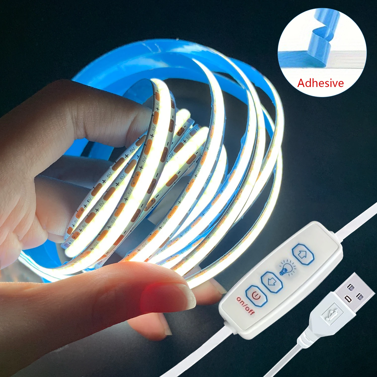 5V COB LED Streifen Lichter 3key Dimmbare Flexible Band Band Weiß Warm Weiß Beleuchtung für Zimmer TV Spiegel