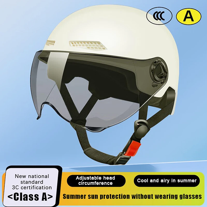 Halbhelm für Erwachsene mit Schutzbrille für Motorrad und Fahrrad - Cartoon-Design, 3C-zertifiziert für Männer