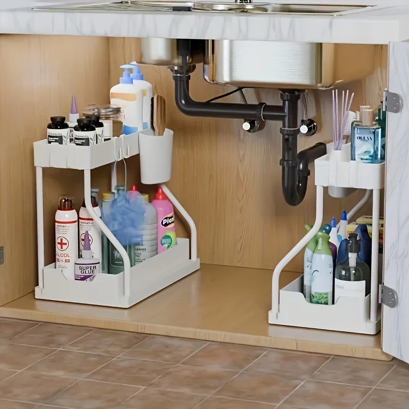 Platzsparender 2-stufiger Organizer unter dem Waschbecken – Bild 2
