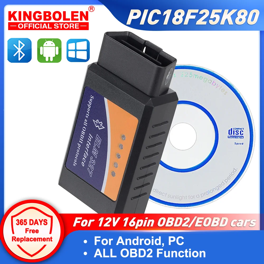 ELM327 Bluetooth V1.5 PIC18f25k80 Chip Diagnosegerät J1850 ELM 327 V 1.5 für OBDII OBD2 Fahrzeug Android