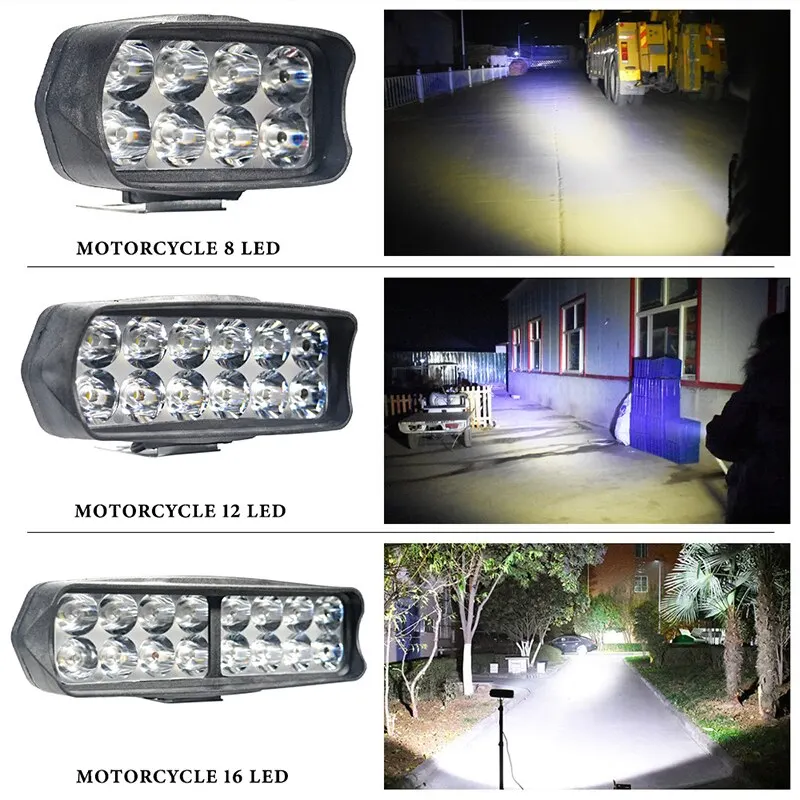 Motorrads chein werfer 8/12/16 LED-Fahr licht wasserdicht Hilfs – Bild 2