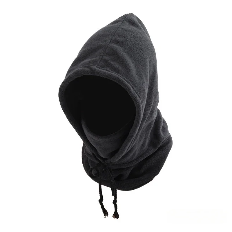Unisex-Winter-Sturmhaube, gestrickte Kapuze - winddichte Maske mit Kordelzug, Motorrad-Kopfbedeckung, warme