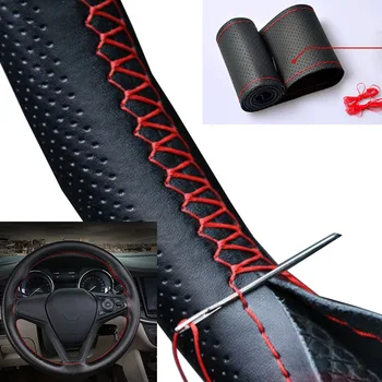 Auto Lenkrad abdeckung Nadeln und Geflecht faden Kunstleder Auto abdeckungen Suite 3 Farbe DIY Textur Soft