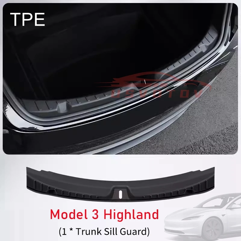 Tesla Neues Modell 3 Highland 2026-2024 Kofferraum-Schwellenschutz TPE-Matten Einstiegsleisten Hinterer