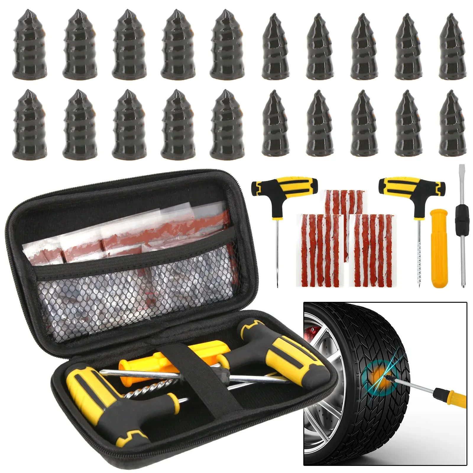 Motorrad Vakuum Reifen Reparatur Nagel Auto Reifen Reparatur Tools Kit Mit EVA Lagerung Fall Auto Gummi