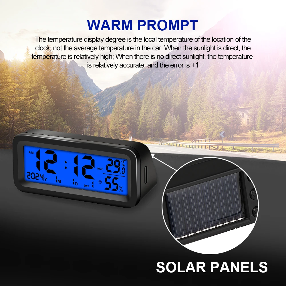 Solar/USB Auto Uhren Dashboard Thermometer Automotive Elektronische – Bild 6