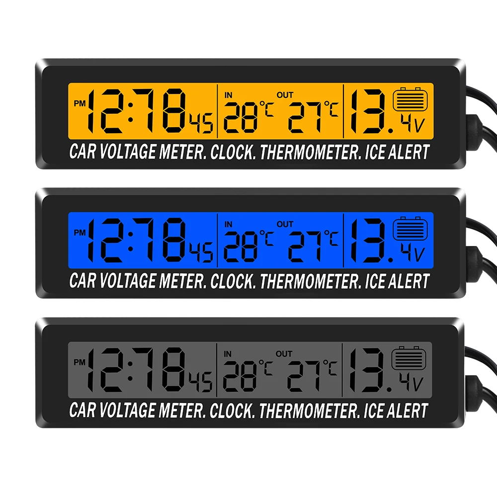 4-in-1-Uhr, Kalender, Thermometer, Auto, Multifunktions-Farbbildschirm, Spannung mit LCD, Zeit, Datum