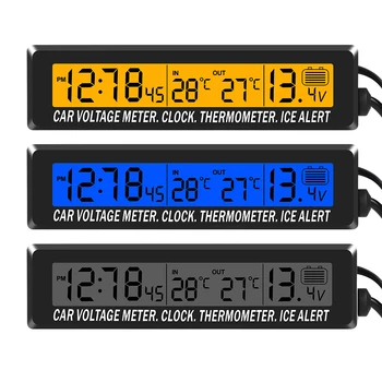 4-in-1-Uhr, Kalender, Thermometer, Auto, Multifunktions-Farbbildschirm, Spannung mit LCD, Zeit, Datum