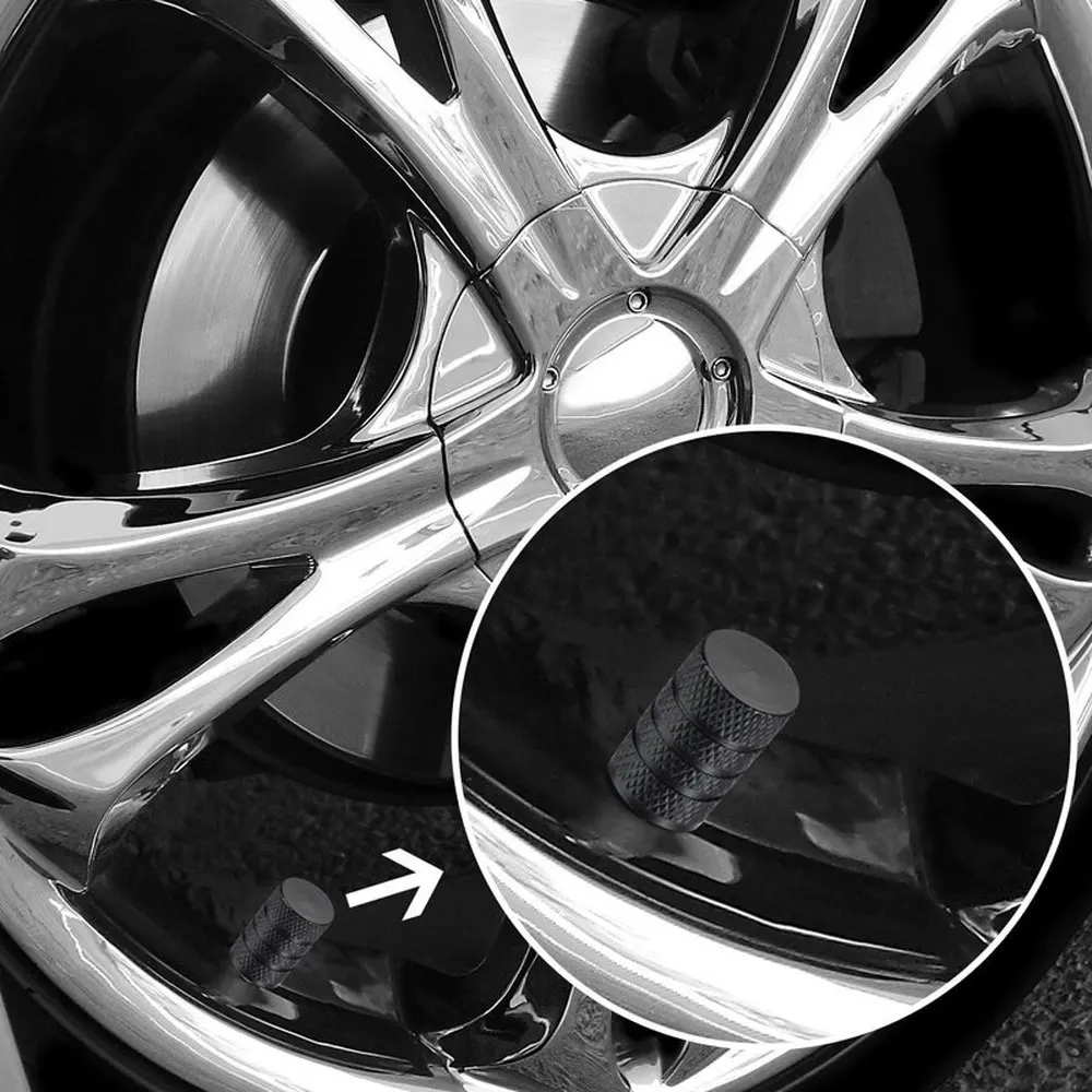 Rändelung Stil Reifen Ventil Kappen Aluminium Silber Auto (4 Stück) – Bild 6