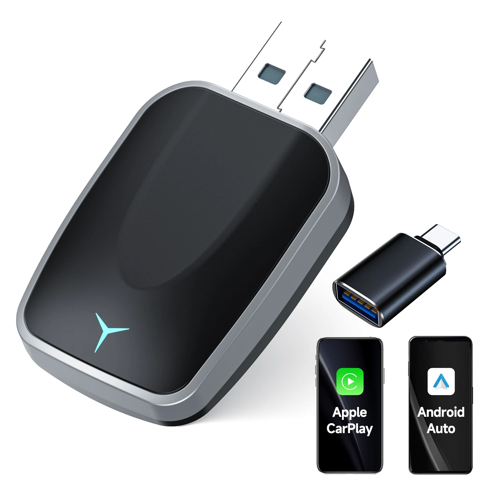 Kabelloser CarPlay- und Android-Auto-Adapter, Plug-and-Play-Dongle für iOS 10+ / Android 11+