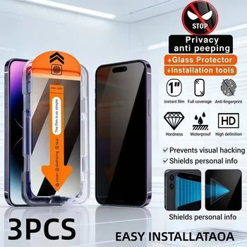 3er-Set Anti-Spionage Panzerglas für iPhone 17, 16, 15, 14, 13, 12, 11 Pro Max, 17 Air, 14, 15, 16 Plus, 12