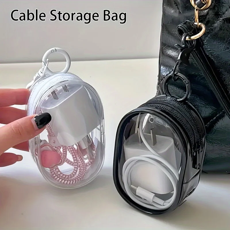 Tragbare Mini-Aufbewahrung tasche mit durchsichtigem Reiß verschluss-platzsparender Organizer für Kopfhörer