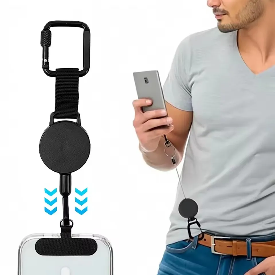 Einziehbarer Anti-Diebstahl-Telefonhalter, Smartphone-Sicherheits-Lanyard Stra mit Karabiner, Anti-Drop-Gurt