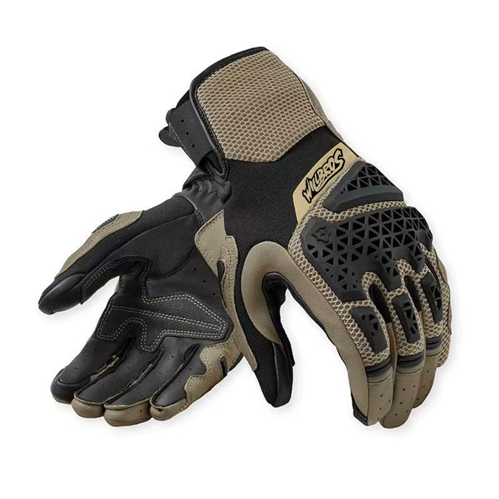 Motorrad-Touchscreen-Handschuhe aus Echtleder und Netzstoff – Bild 5