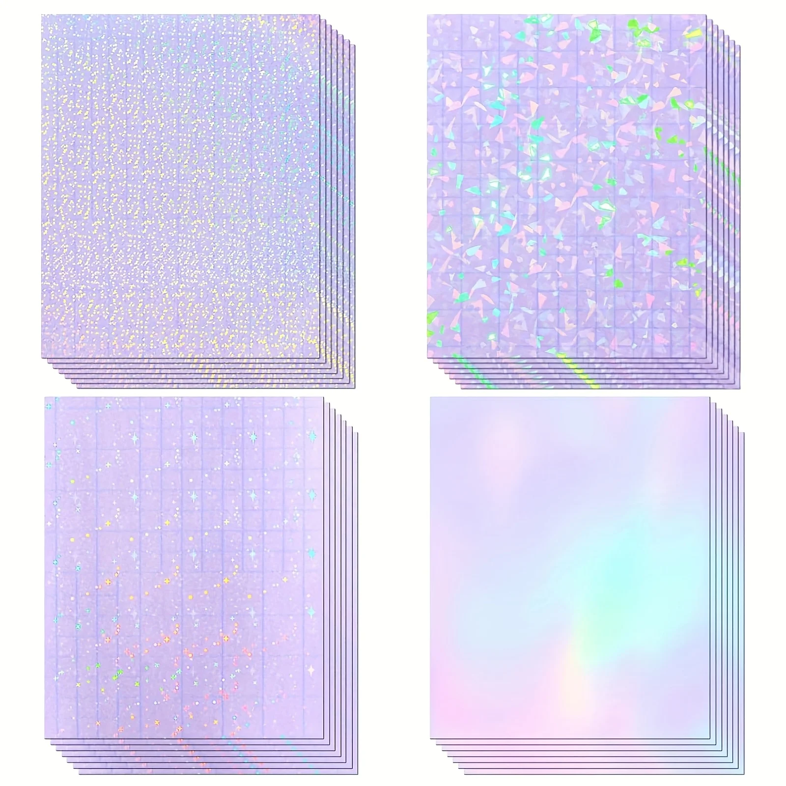 Holografisches Aufkleberpapier, 2,9 x 4,1 Zoll, transparentes Vinyl, selbstklebend, wasserdicht (50 Stück)