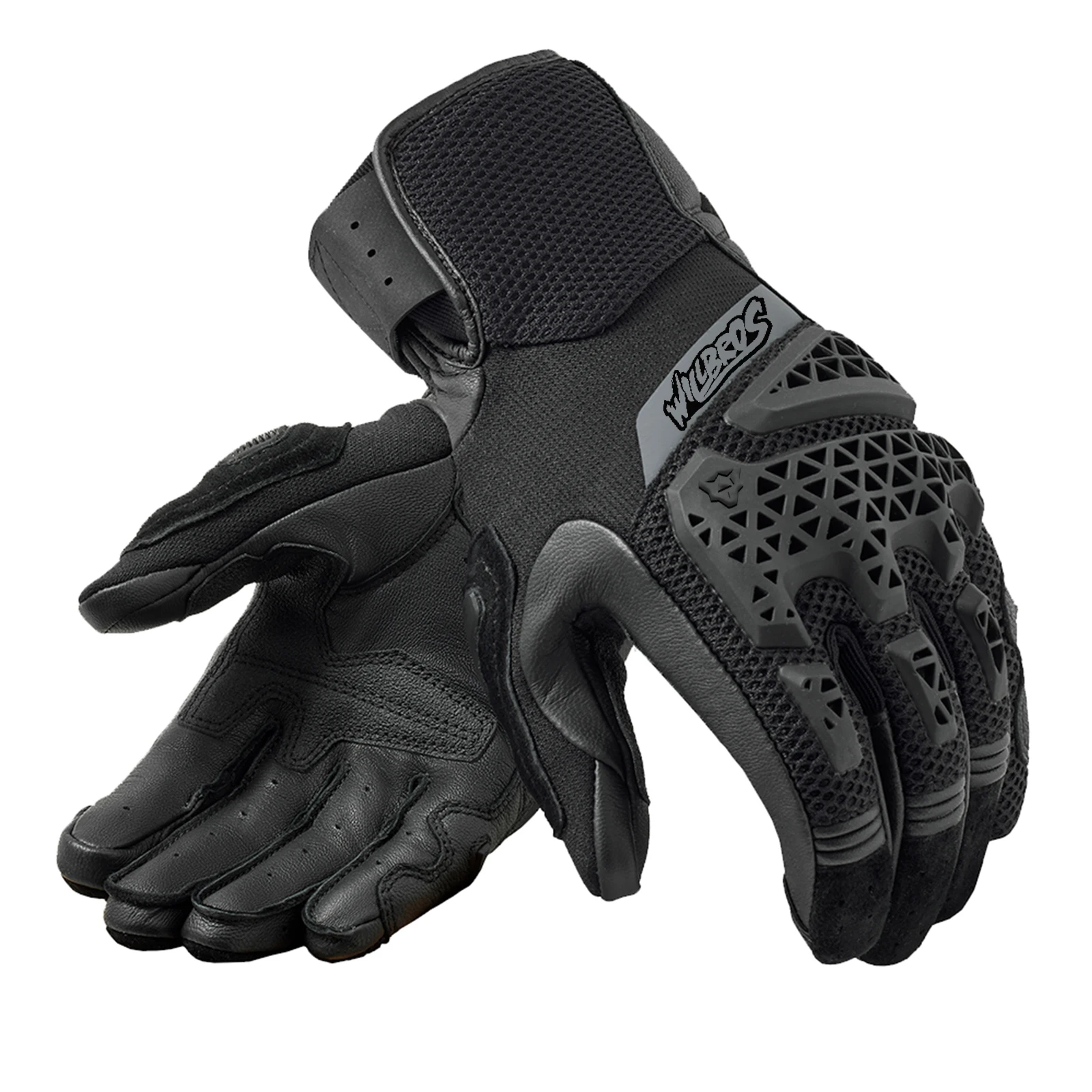 Motorrad-Touchscreen-Handschuhe aus Echtleder und Netzstoff – Bild 3