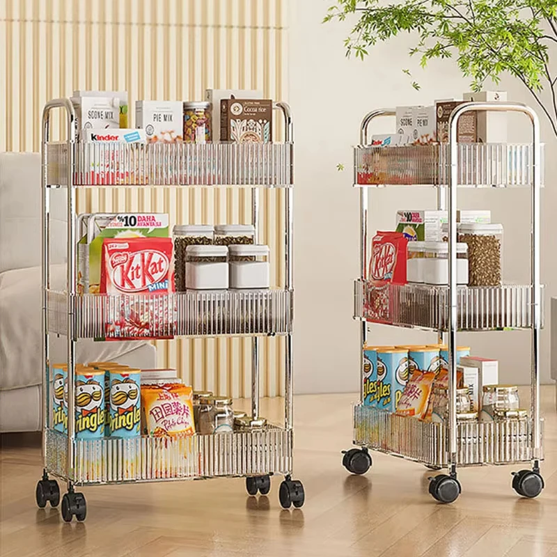 Mobiles Regal mit Rad, mehrschichtiges Lagerregal, Heimwagen für Snacks, Kosmetik, Kleinigkeiten, Organizer