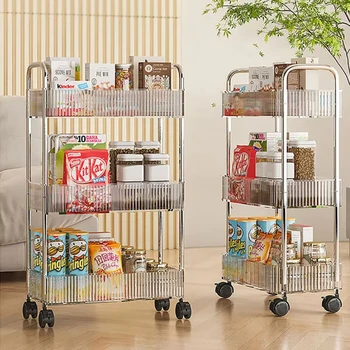 Mobiles Regal mit Rad, mehrschichtiges Lagerregal, Heimwagen für Snacks, Kosmetik, Kleinigkeiten, Organizer