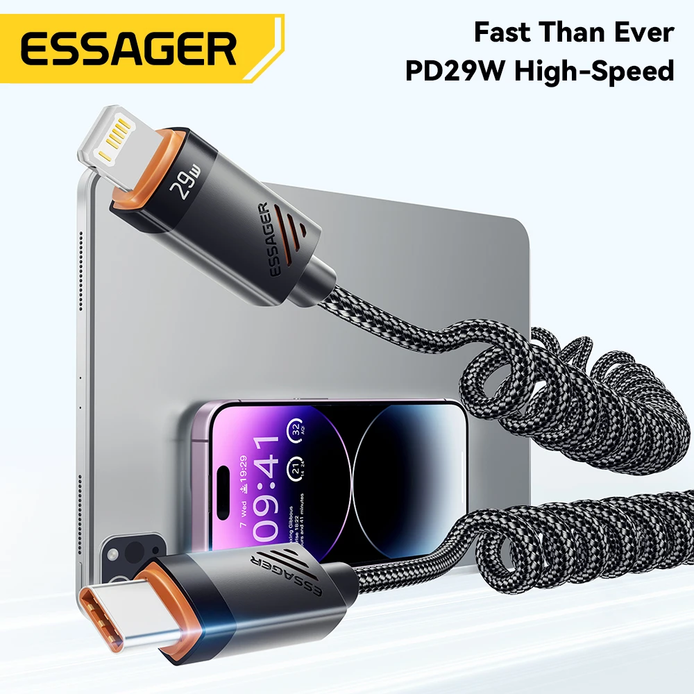 Essager Car Spring USB C auf Lightning-Kabel PD 29 W Schnellladung – Bild 2
