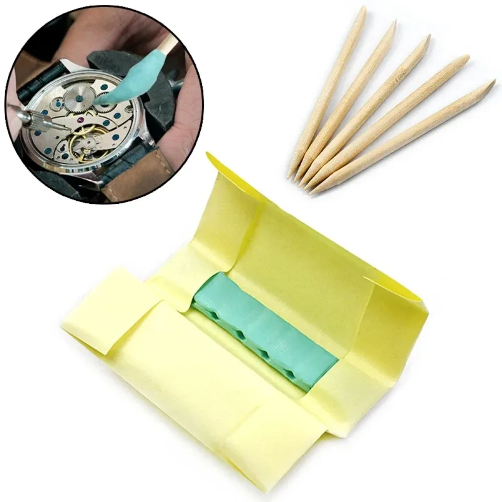 Uhr Teile Bewegung Reinigung Ton Grün Gummi Kitt Reiniger Mit Holz Stick Für Uhrmacher Uhr Reparatur Werkzeug