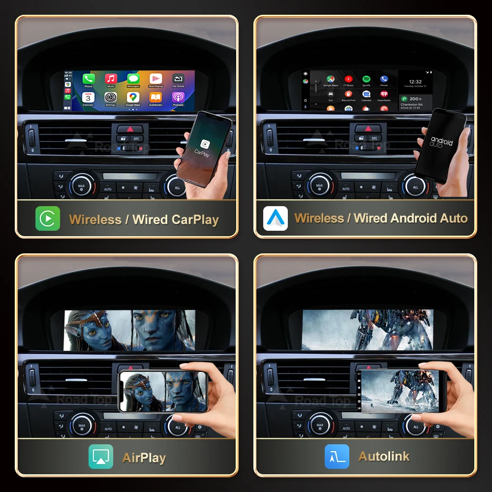 8,8'' Kabelloses RoadTop CarPlay Android Auto für BMW Serie 3 5 E90 – Bild 4